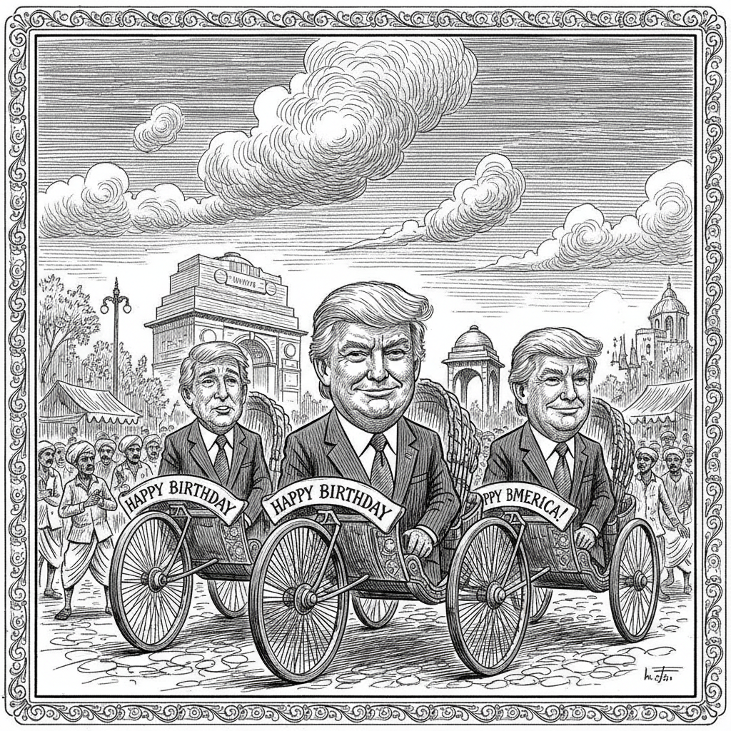 Trump Rickshaws Hit New Delhi for 'Happy Birthday America!'