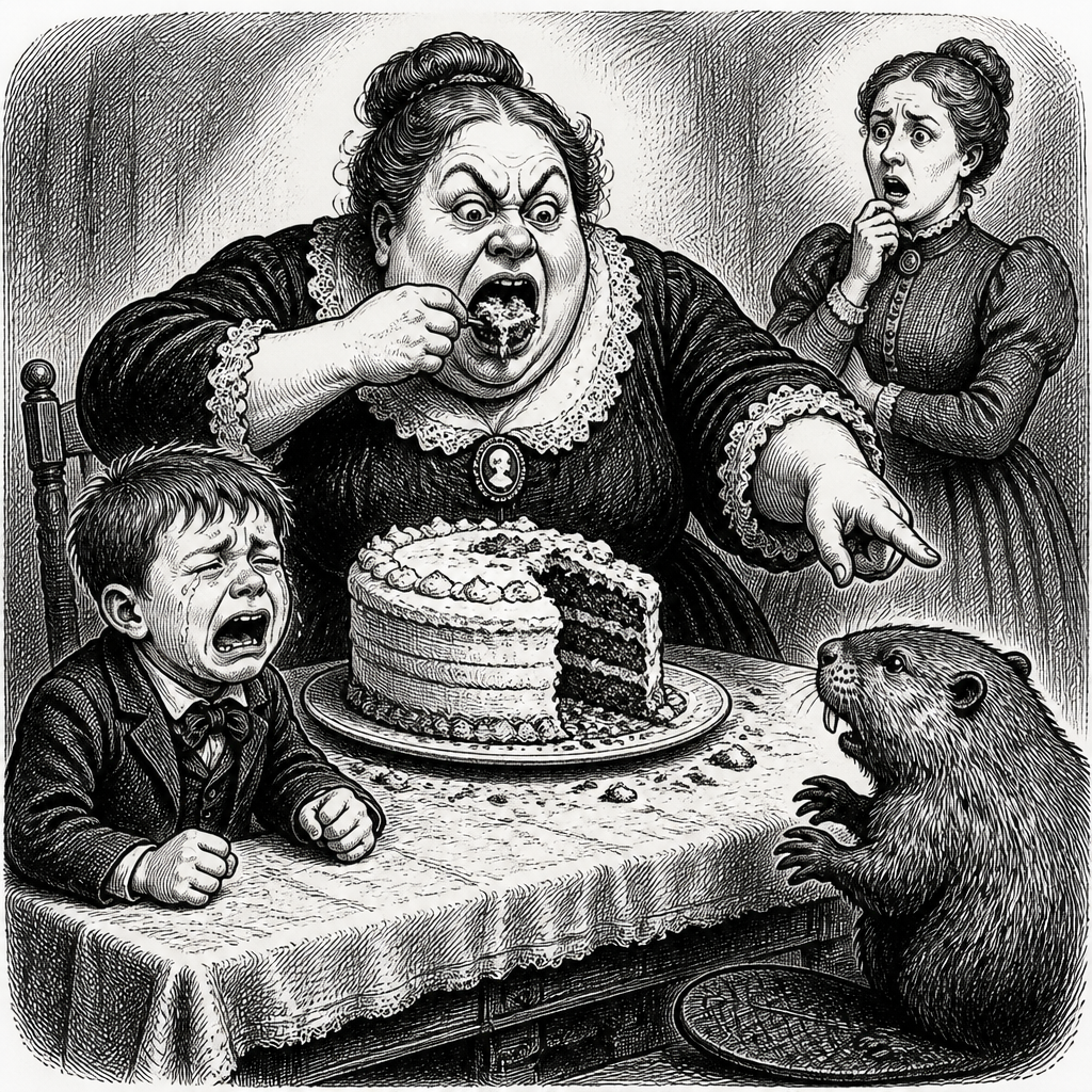 Mom eats son’s birthday cake, asks if wife is beaver