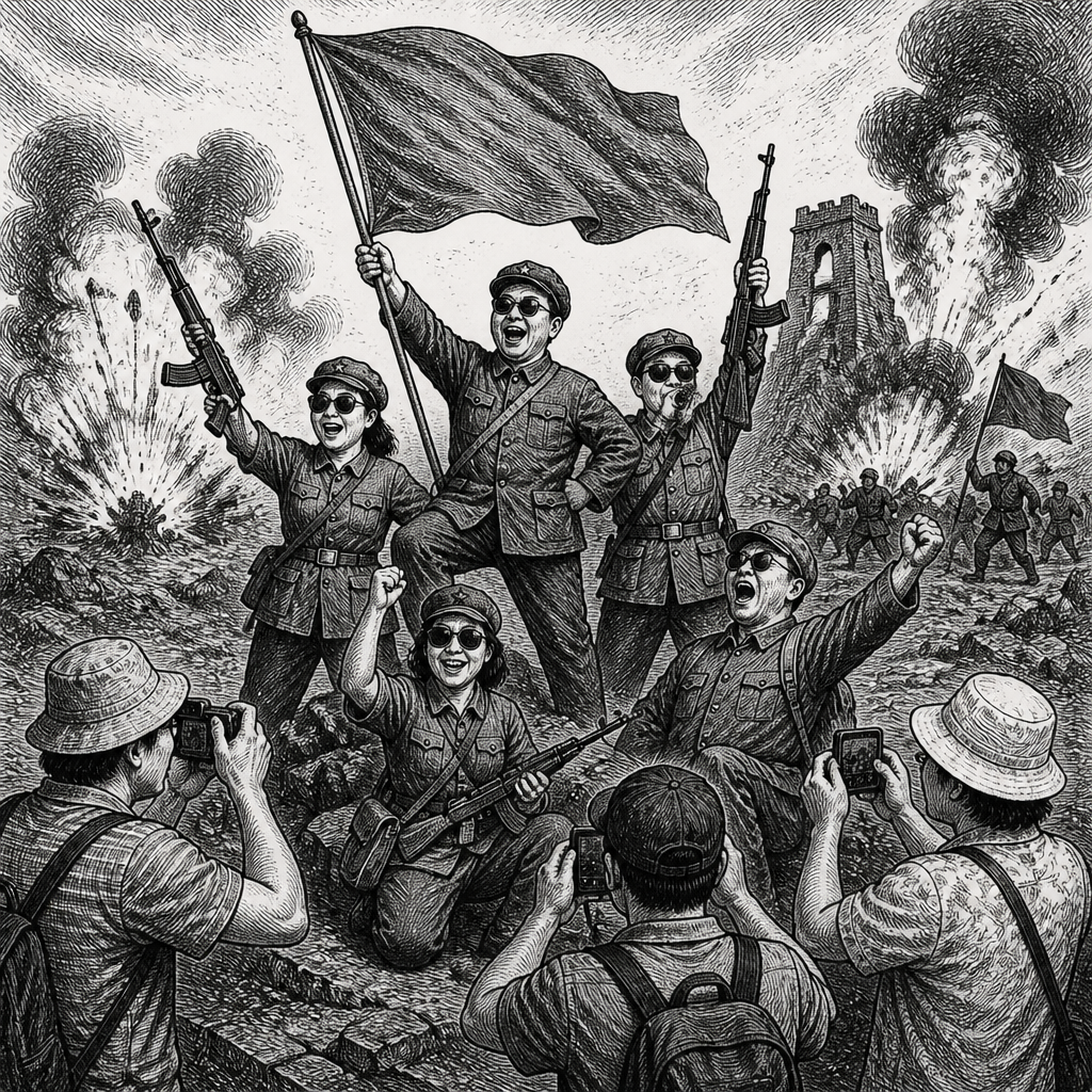 Chinese tourists reenact communist victory (with explosions)