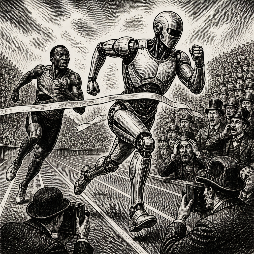 Robot Smokes Usain Bolt's 100m Record! (Probably not on two legs)