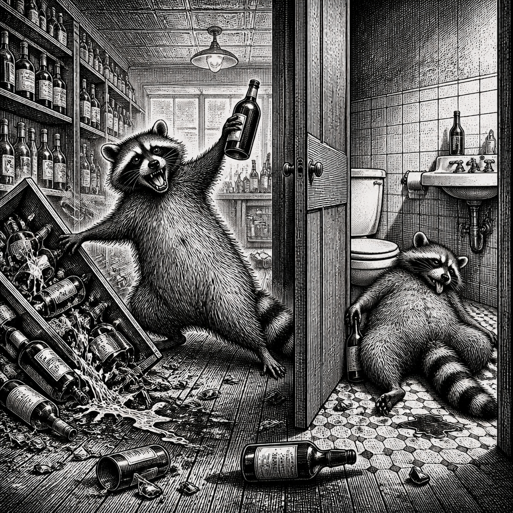 Drunken Raccoon Rampages, Passes Out in Liquor Store Bathroom