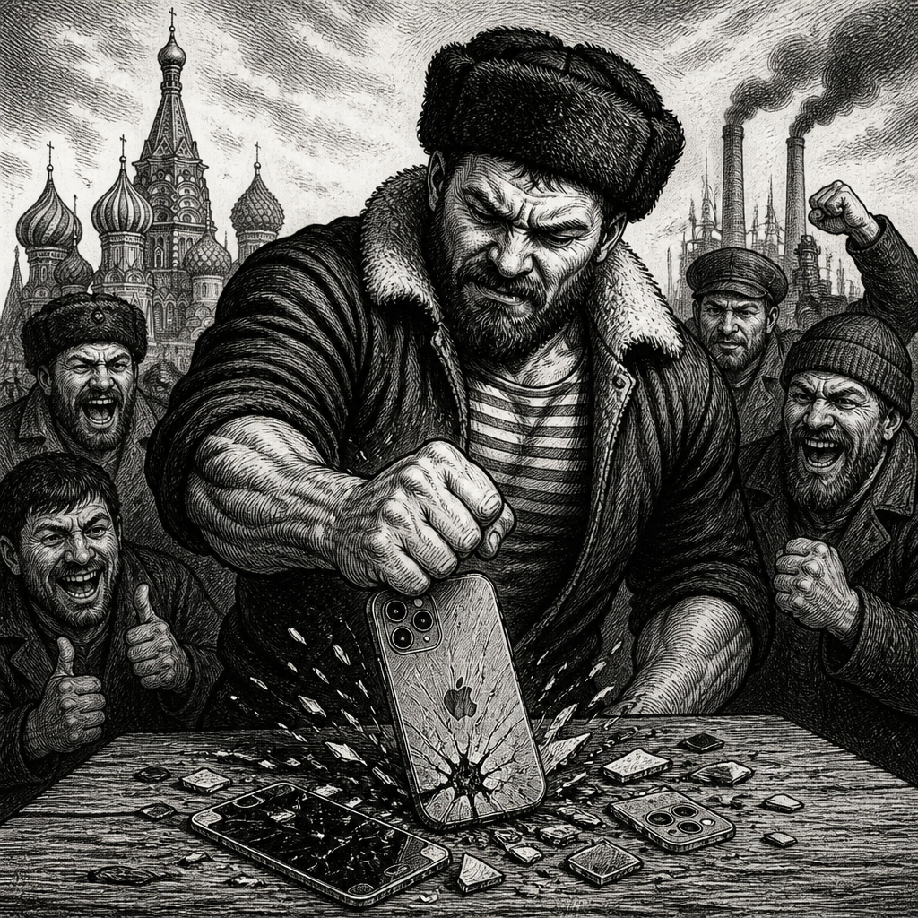 Russian Men Destroy iPhones For 'Manlier' Look