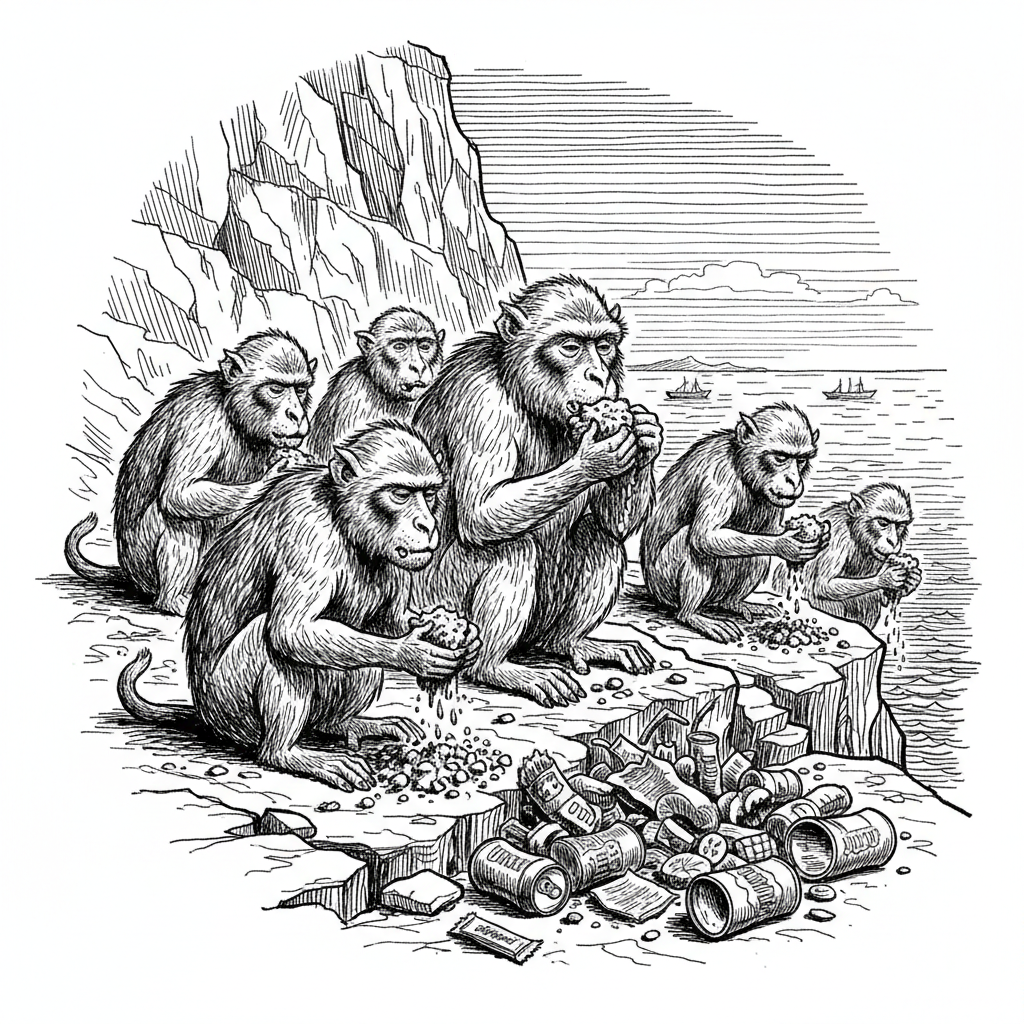 Gibraltar Monkeys Go On Junk Food Detox